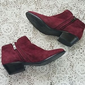 Sam Edelman Petty Burgundy Suede Booties size 7.5